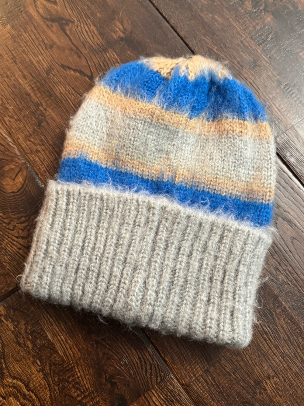 Free People Prep Stripe Cozy Knit Beanie - Blue & Gray